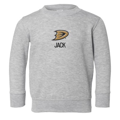 Toddler Anaheim Ducks Chad & Jake Heather Gray Secondary Logo Personalized Sweatshirt
