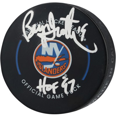 Bryan Trottier New York Islanders Autographed Fanatics Authentic Official Game Puck with HOF 97 Inscription