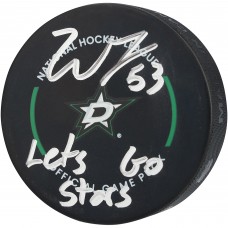 Wyatt Johnston Dallas Stars Autographed Fanatics Authentic Official Game Puck with Lets Go Stars Inscription