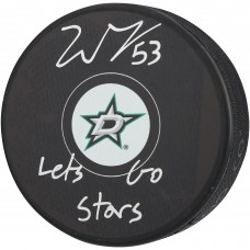 Wyatt Johnston Dallas Stars Autographed Fanatics Authentic Hockey Puck with Lets Go Stars Inscription