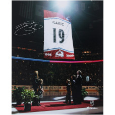 Joe Sakic Colorado Avalanche Autographed Fanatics Authentic 8 x 10 Jersey Retirement Ceremony Photograph Joe Sakic Colorado Avalanche Autographed Fanatics Authentic 8 x 10 Jersey Retirement Ceremony Photograph