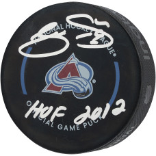 Joe Sakic Colorado Avalanche Autographed Fanatics Authentic Official Game Puck with HOF 2012 Inscription Joe Sakic Colorado Avalanche Autographed Fanatics Authentic Official Game Puck with HOF 2012 Inscription