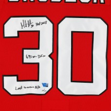 Martin Brodeur New Jersey Devils Autographed Fanatics Authentic Red Fanatics Premium Jersey with Multiple Inscriptions - Limited Edition #10/10