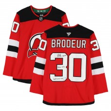 Martin Brodeur New Jersey Devils Autographed Fanatics Authentic Red Fanatics Premium Jersey with Multiple Inscriptions - Limited Edition of 10