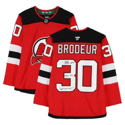 Martin Brodeur New Jersey Devils Autographed Fanatics Authentic Red Fanatics Premium Jersey with Multiple Inscriptions - Limited Edition of 10