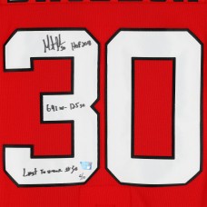 Martin Brodeur New Jersey Devils Autographed Fanatics Authentic Red Fanatics Premium Jersey with Multiple Inscriptions - Limited Edition of 10