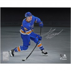 Jimmy Snuggerud St. Louis Blues Autographed Fanatics Authentic 8 x 10 Blue Jersey Shooting the Puck Spotlight Photograph