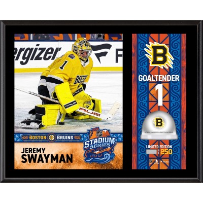 Jeremy Swayman Boston Bruins Fanatics Authentic 2026 NHL Stadium Series 12 x 15 Sublimated Plaque with Game-Used Ice - Limited Edition of 250