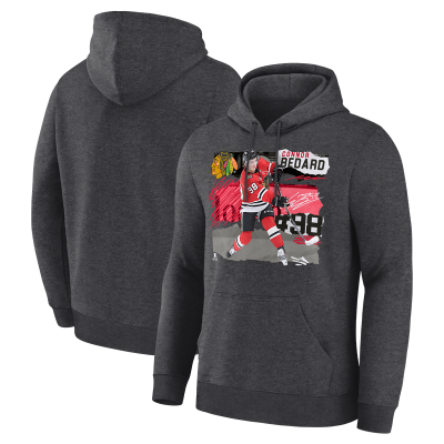 Chicago Blackhawks Connor Bedard Charcoal Fresh Ice Hoodie