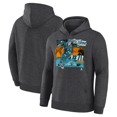 San Jose Sharks Macklin Celebrini Charcoal Fresh Ice Hoodie