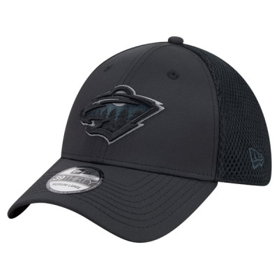 Бейсболка Minnesota Wild New Era Black Blackout 39THIRTY Stretch