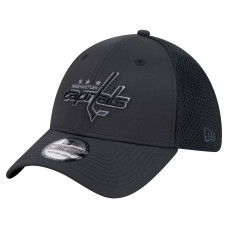 Бейсболка Washington Capitals New Era Black Blackout 39THIRTY Flex Fit