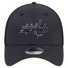 Бейсболка Washington Capitals New Era Black Blackout 39THIRTY Flex Fit