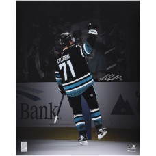Macklin Celebrini San Jose Sharks Autographed Fanatics Authentic 16 x 20 Black Alternate Jersey Celebration Spotlight Photograph