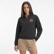Женская свитшот New Jersey Devils Champion Black Powerblend Quarter-Zip Женская свитшот New Jersey Devils Champion Black Powerblend Quarter-Zip
