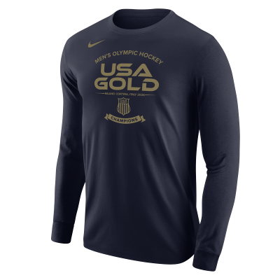 USA Hockey Nike Navy 2026 Winter Olympics Gold Medal Core Long Sleeve T-Shirt
