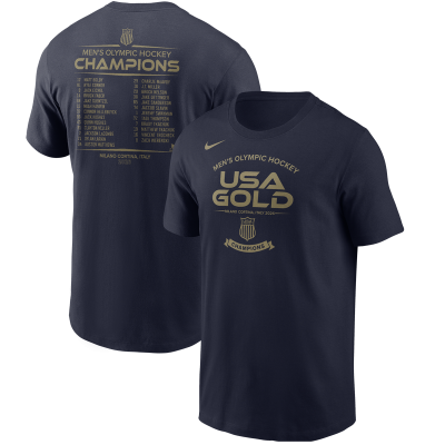 USA Hockey Nike Navy 2026 Winter Olympics Gold Medal Roster T-Shirt
