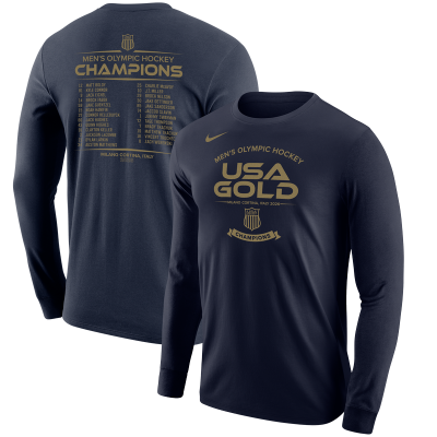 USA Hockey Nike Navy 2026 Winter Olympics Gold Medal Roster Long Sleeve T-Shirt