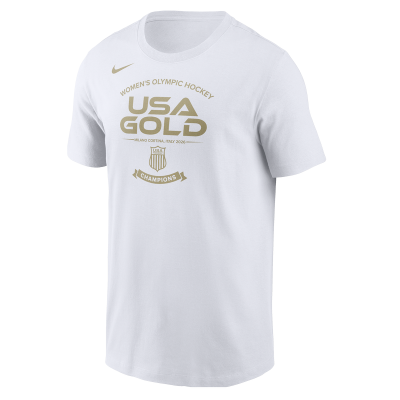 Unisex Женская USA Hockey Nike White 2026 Winter Olympics Gold Medal Core T-Shirt