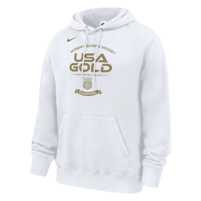 Unisex Женская USA Hockey Nike White 2026 Winter Olympics Gold Medal Fleece Hoodie