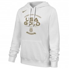 Женская USA WoHockey Nike White 2026 Winter Olympics Gold Medal Club Fleece Hoodie Женская USA WoHockey Nike White 2026 Winter Olympics Gold Medal Club Fleece Hoodie
