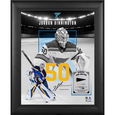 Jordan Binnington St. Louis Blues Facsimile Signature Fanatics Authentic Framed 11 x 14 Showcase Collage with a Piece of Game-Used Puck - Limited Edition of 250
