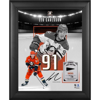 Leo Carlsson Anaheim Ducks Facsimile Signature Fanatics Authentic Framed 11 x 14 Showcase Collage with a Piece of Game-Used Puck - Limited Edition of 250