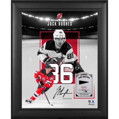 Jack Hughes New Jersey Devils Facsimile Signature Fanatics Authentic Framed 11 x 14 Showcase Collage with a Piece of Game-Used Puck - Limited Edition of 250