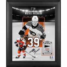 Matvei Michkov Philadelphia Flyers Facsimile Signature Fanatics Authentic Framed 11 x 14 Showcase Collage with a Piece of Game-Used Puck - Limited Edition of 250