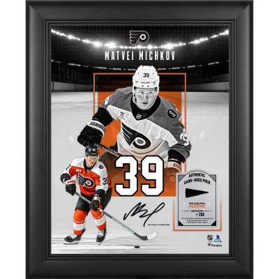 Matvei Michkov Philadelphia Flyers Facsimile Signature Fanatics Authentic Framed 11 x 14 Showcase Collage with a Piece of Game-Used Puck - Limited Edition of 250