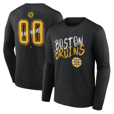 Именная футболка с длинным рукавом Boston Bruins Black Hustle Name & Number Именная футболка с длинным рукавом Boston Bruins Black Hustle Name & Number