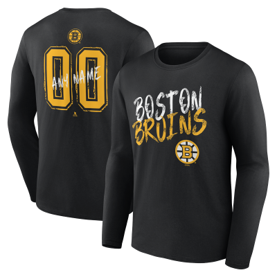 Именная футболка с длинным рукавом Boston Bruins Black Hustle Name & Number