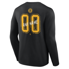 Именная футболка с длинным рукавом Boston Bruins Black Hustle Name & Number Именная футболка с длинным рукавом Boston Bruins Black Hustle Name & Number