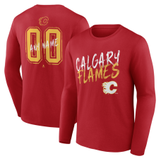 Calgary Flames Red Hustle Personalized Name & Number Long Sleeve T-Shirt