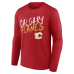 Calgary Flames Red Hustle Personalized Name & Number Long Sleeve T-Shirt