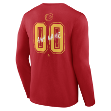 Calgary Flames Red Hustle Personalized Name & Number Long Sleeve T-Shirt