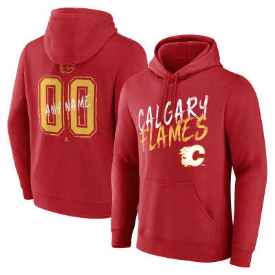 Calgary Flames Red Hustle Personalized Name & Number Hoodie