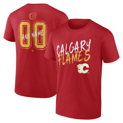 Calgary Flames Red Hustle Personalized Name & Number T-Shirt