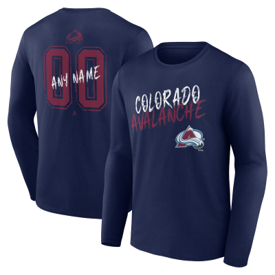 Colorado Avalanche Navy Hustle Personalized Name & Number Long Sleeve T-Shirt