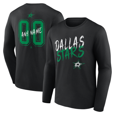 Dallas Stars Black Hustle Personalized Name & Number Long Sleeve T-Shirt