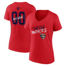 Женская Именная футболка Florida Panthers Red Hustle Name & Number V-Neck Женская Именная футболка Florida Panthers Red Hustle Name & Number V-Neck