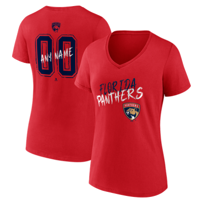 Женская Именная футболка Florida Panthers Red Hustle Name & Number V-Neck