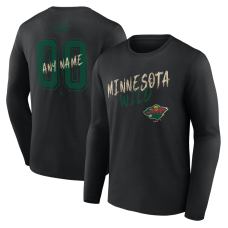 Minnesota Wild Black Hustle Personalized Name & Number Long Sleeve T-Shirt