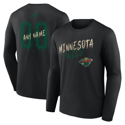 Minnesota Wild Black Hustle Personalized Name & Number Long Sleeve T-Shirt