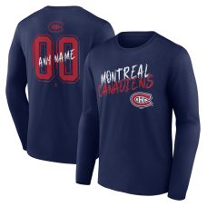 Именная футболка с длинным рукавом Montreal Canadiens Navy Hustle Name & Number