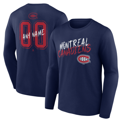 Именная футболка с длинным рукавом Montreal Canadiens Navy Hustle Name & Number