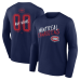 Именная футболка с длинным рукавом Montreal Canadiens Navy Hustle Name & Number Именная футболка с длинным рукавом Montreal Canadiens Navy Hustle Name & Number