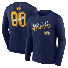Nashville Predators Navy Hustle Personalized Name & Number Long Sleeve T-Shirt