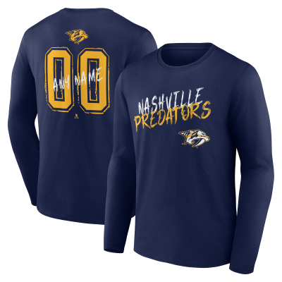 Nashville Predators Navy Hustle Personalized Name & Number Long Sleeve T-Shirt