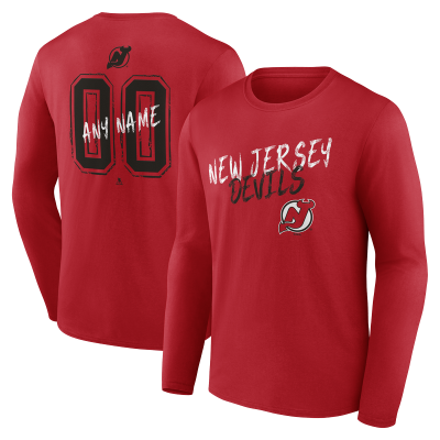 Именная футболка с длинным рукавом New Jersey Devils Red Hustle Name & Number
